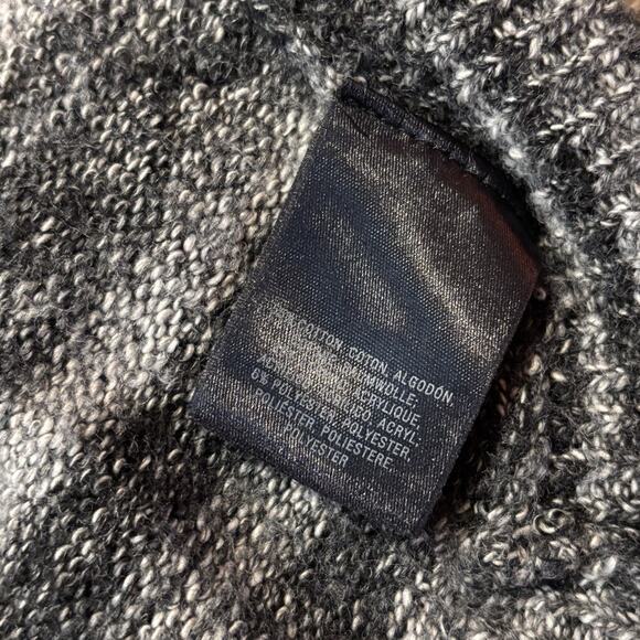 Field Flower x Anthro Sweater Gray Black Spacedye Cowl Neck Curved Hem Medium - Picture 7 of 7